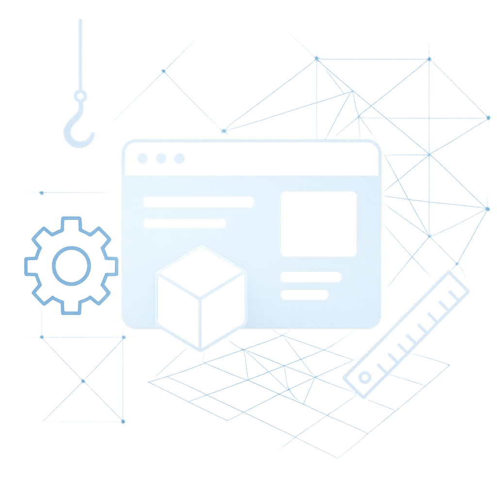 Browser window & cube illustration